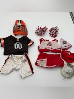 Build-A-Bear NFL Browns Ohio State Cheer Outfit Shoes Accessories Lot